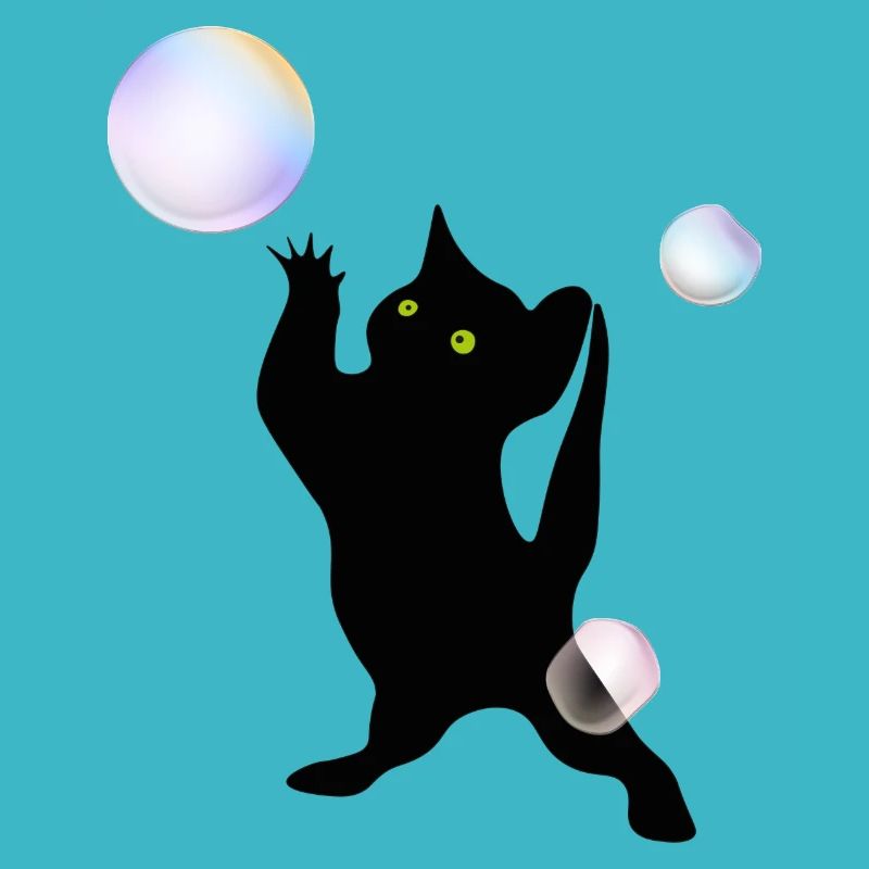 Cat discovering bubbles