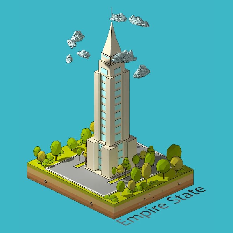 Geometrisches Low-Poly-Empire-Gebäude