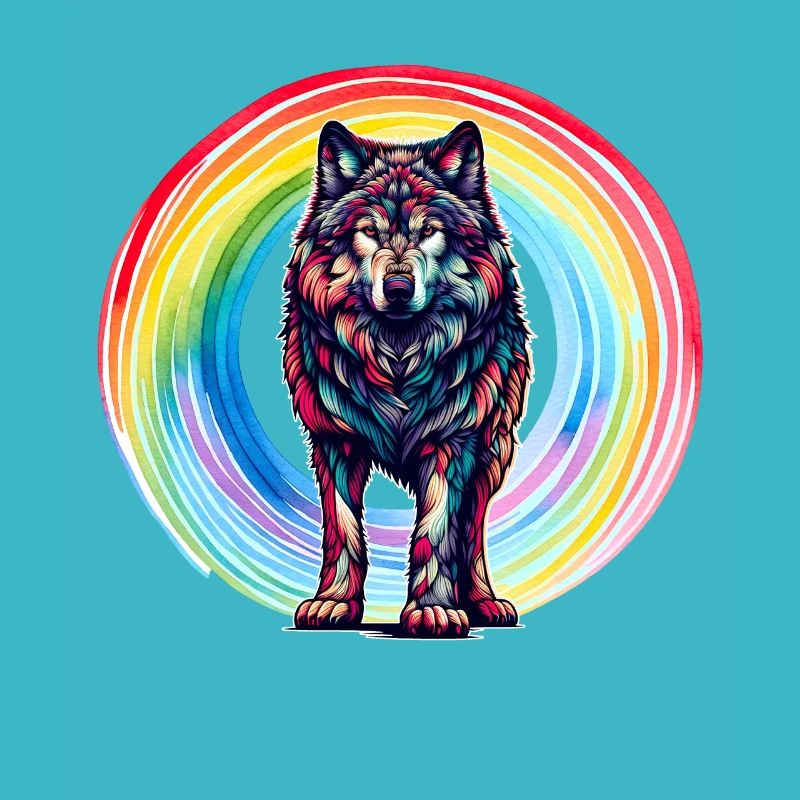 Wolf Wölfe Regenbogen