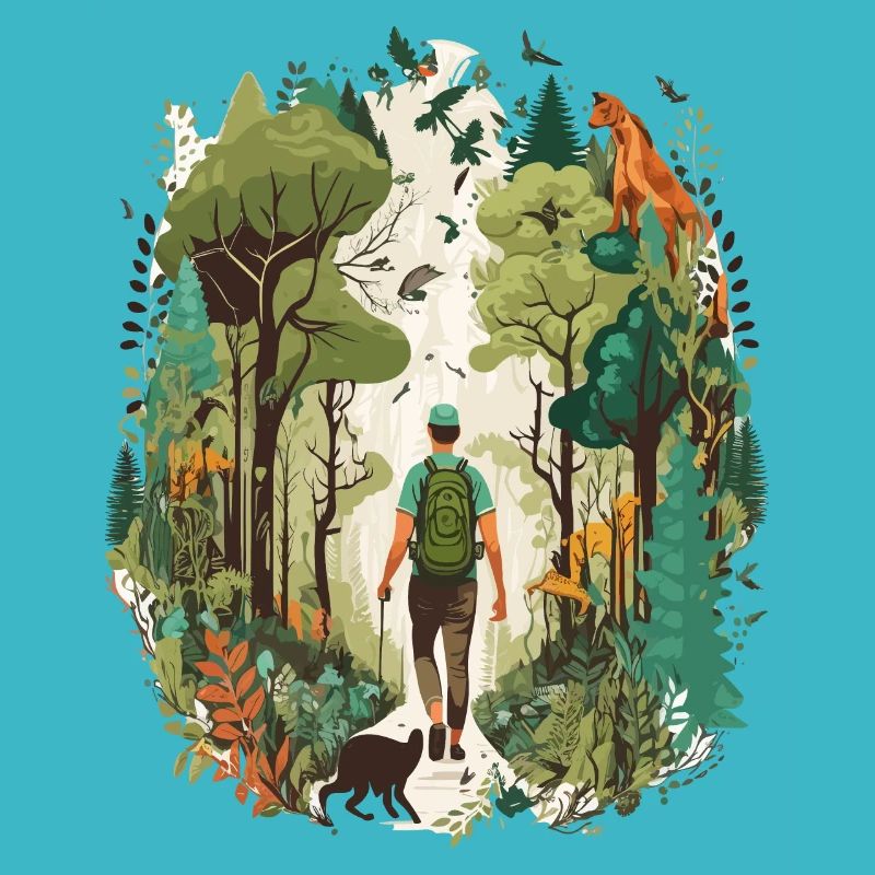 Natures Adventure: Hiking through a Dense Forest