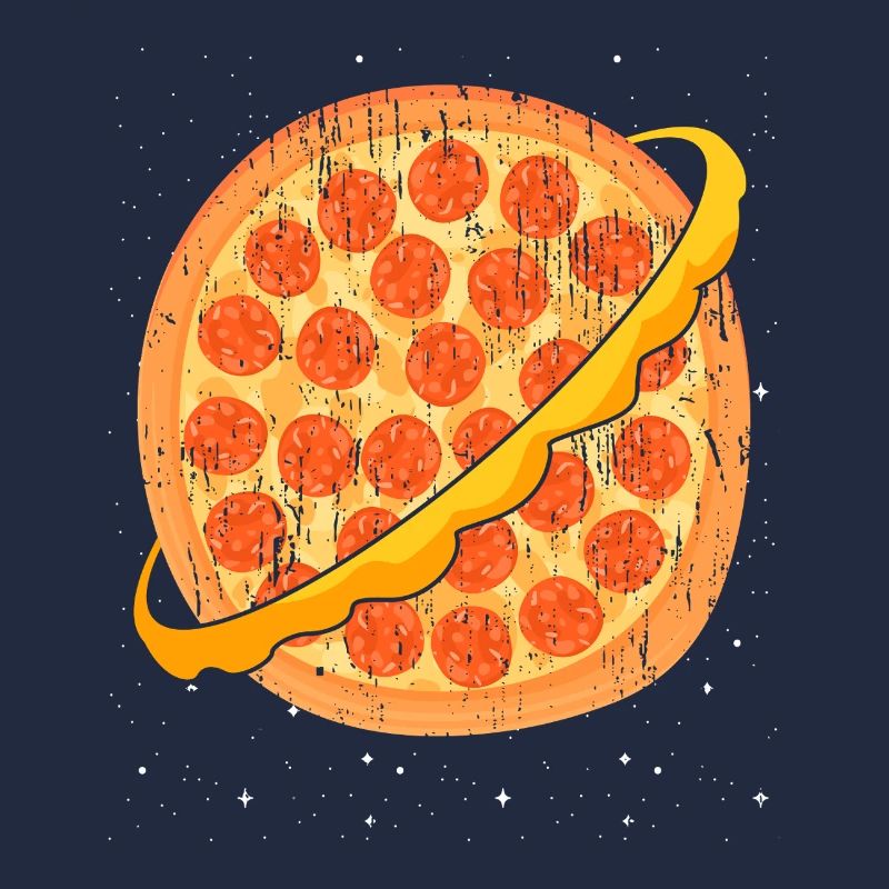 Funny space planet lovers, pizza chef