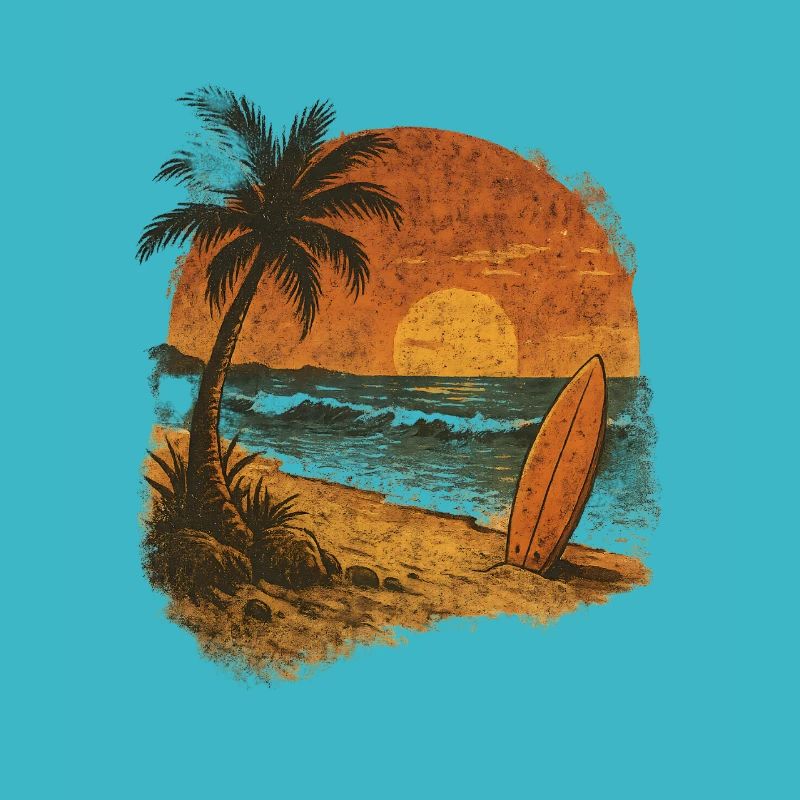 Palmier plage planche de surf