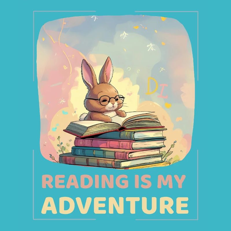Rabbit reading with adventure style