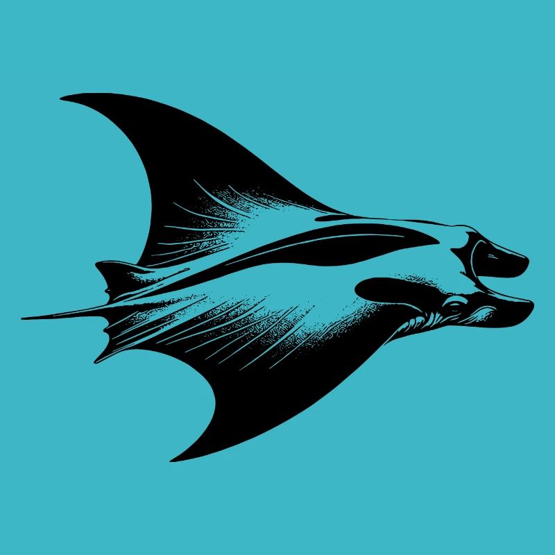 Elegant manta ray in underwater flight
