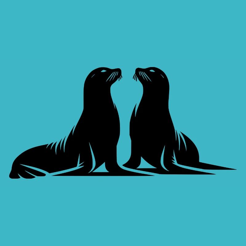 Phoques mignons sur la plage de la mer