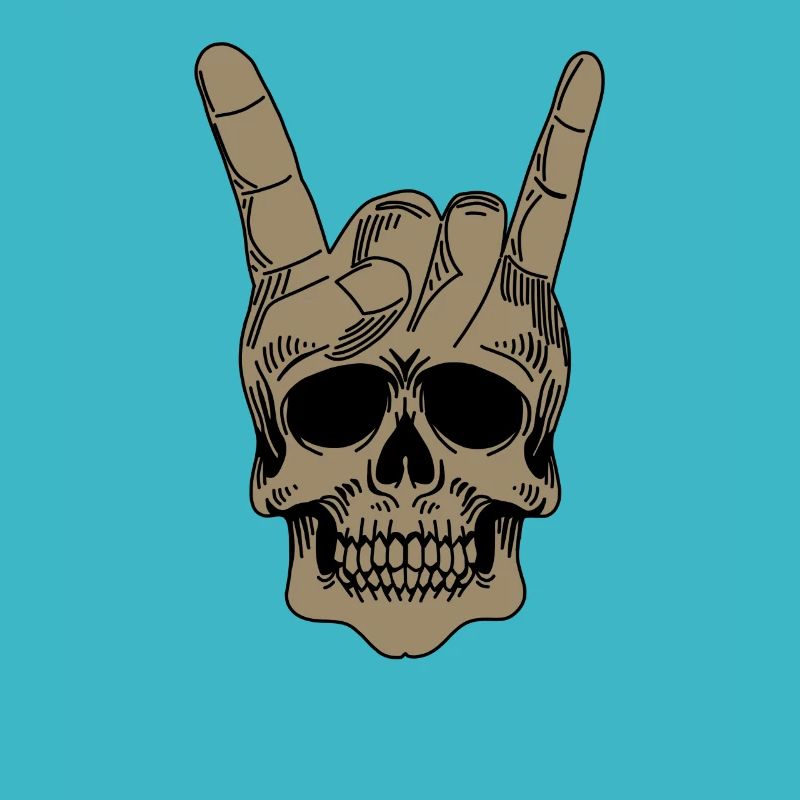 Heavy metal skull with devil horns