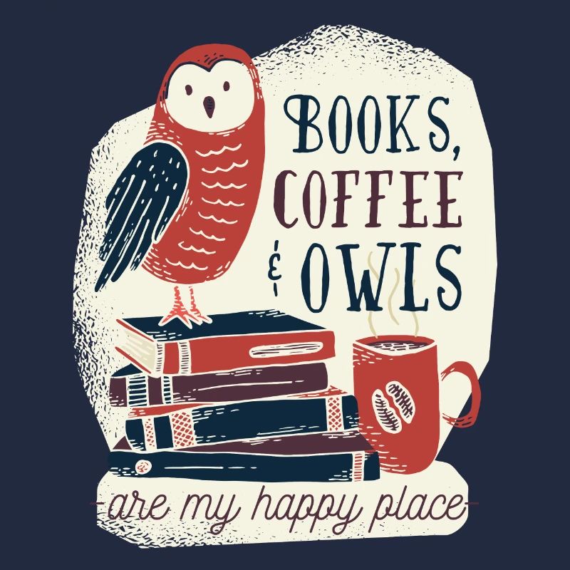 Die buch eule mit Kaffee