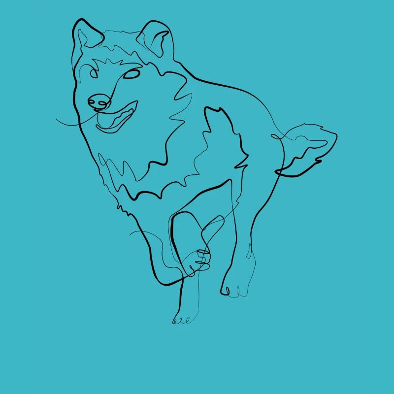 Wolf Dog - one line drawing