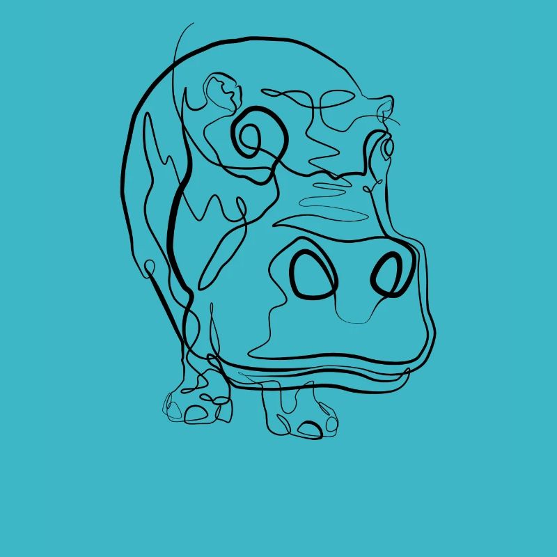 Nilpferd - one line drawing