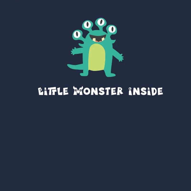 Little Monster Inside - green creature with 4 eyes