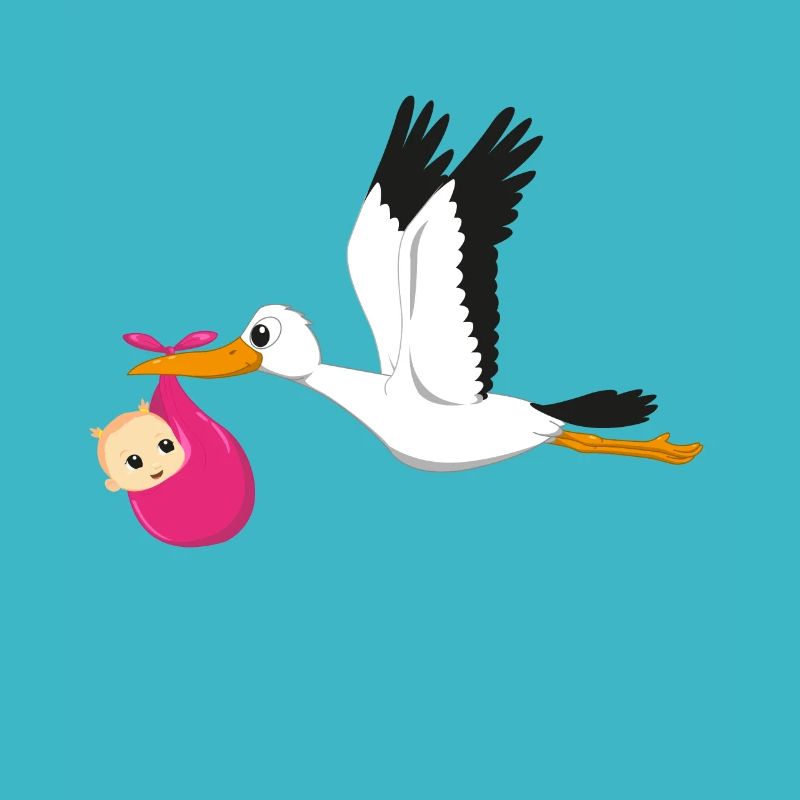 Storch fliegend mit Baby Mädchen Geschenk