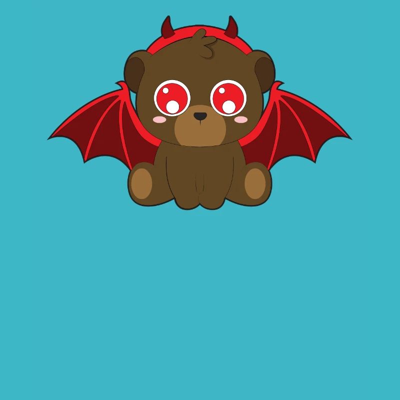Mignon ours diable chauve-souris halloween