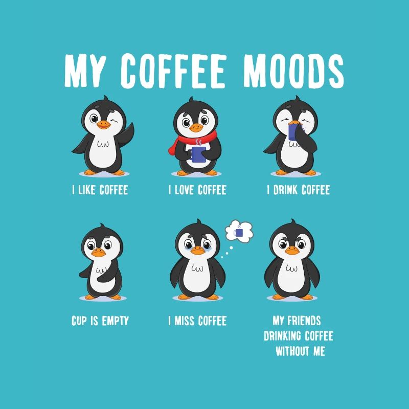 Coffee Moods Morning Grumpy Gift Funny Penguin