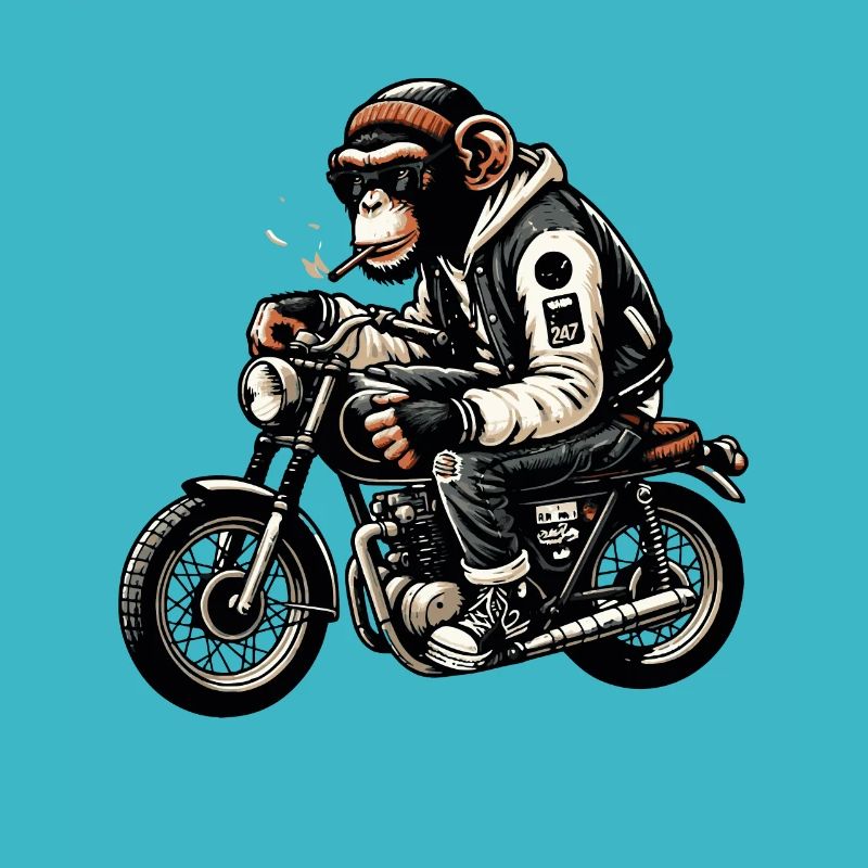 Chimpanzé Biker Coolness Tee
