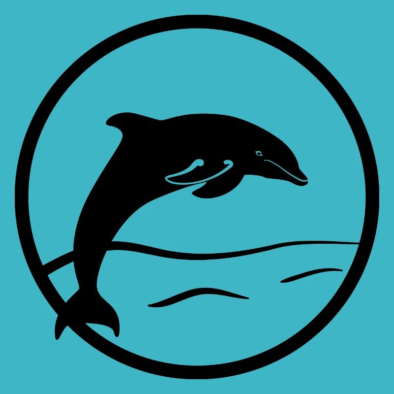 Springender Delfin im Meer in Stempel-Optik
