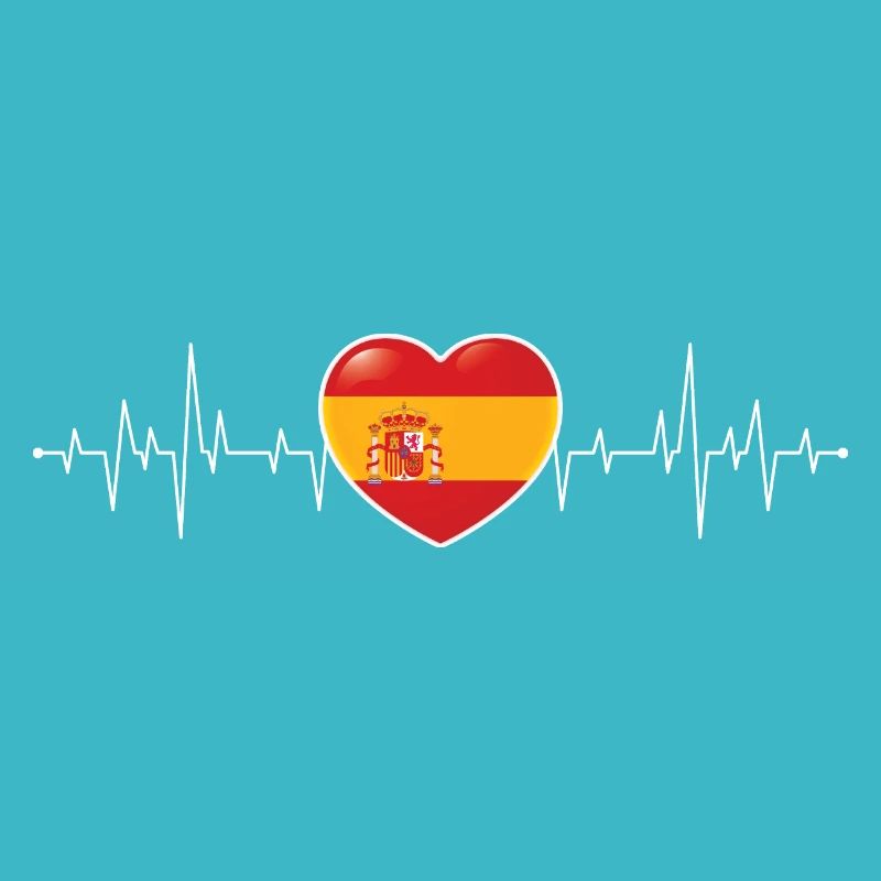 Spanien Herzschlag / Puls Spanische Flagge Spanier