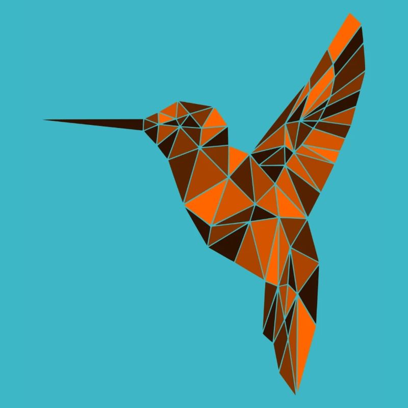 Déserts Oiseau Polygone Bird Triangles orange Colibri