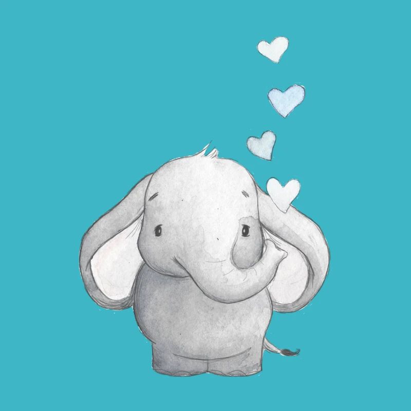 Bébé éléphant avec des cœurs