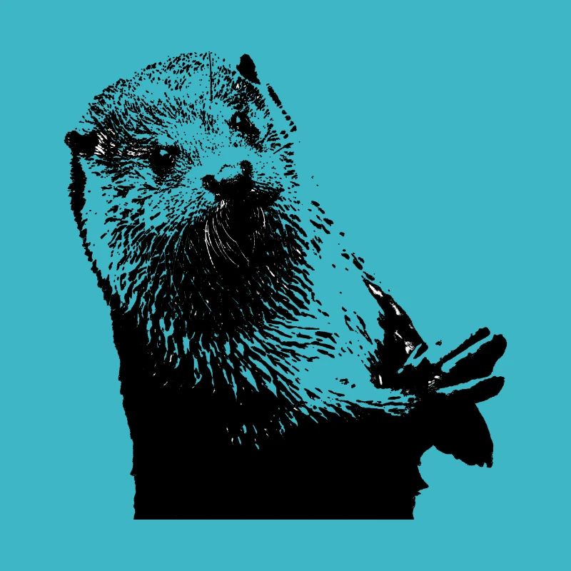 süßer otter mit pfoten in schwarz weiß