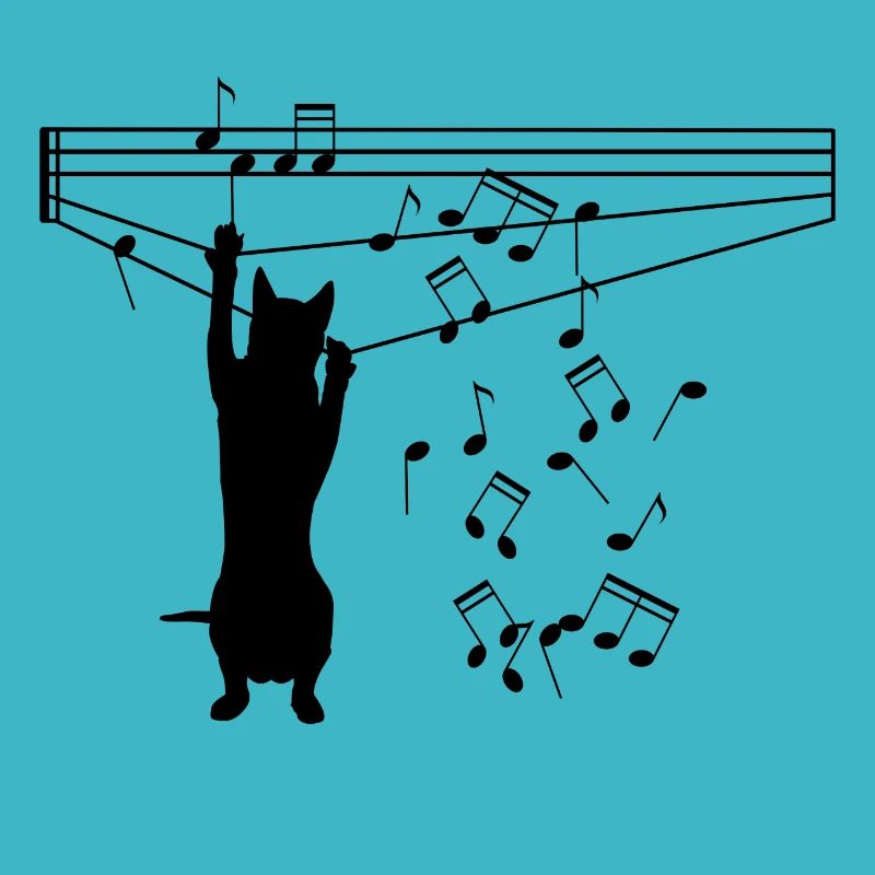 Le chat joue avec des notes