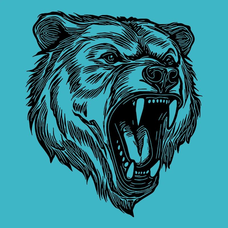 Wild evil bear head with sharp teeth