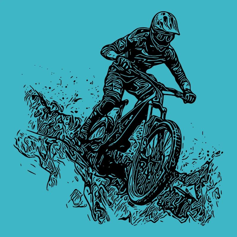Radfahrer Mountainbiker Regen Schlamm Abfahrt
