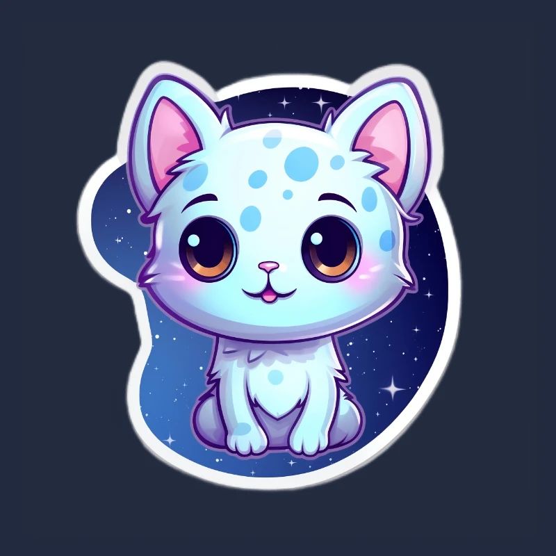 "Kitty Galaxy: Cute Cartoon Floating in Space"