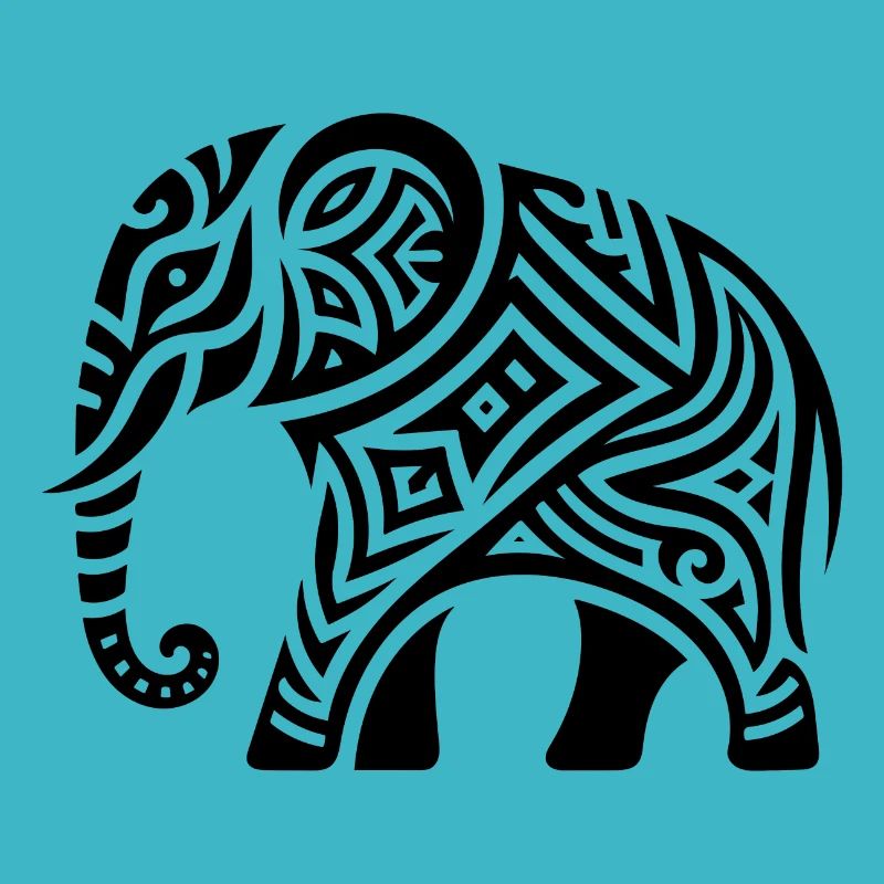 Elephant Tribal Art Tattoo with Big Ears