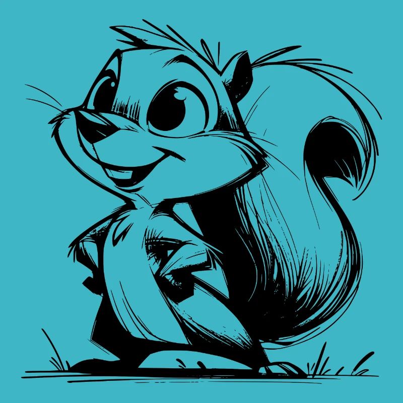Dessin au crayon d’écureuil mignon