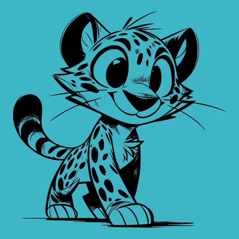 Cute leopard sketch with big eyes