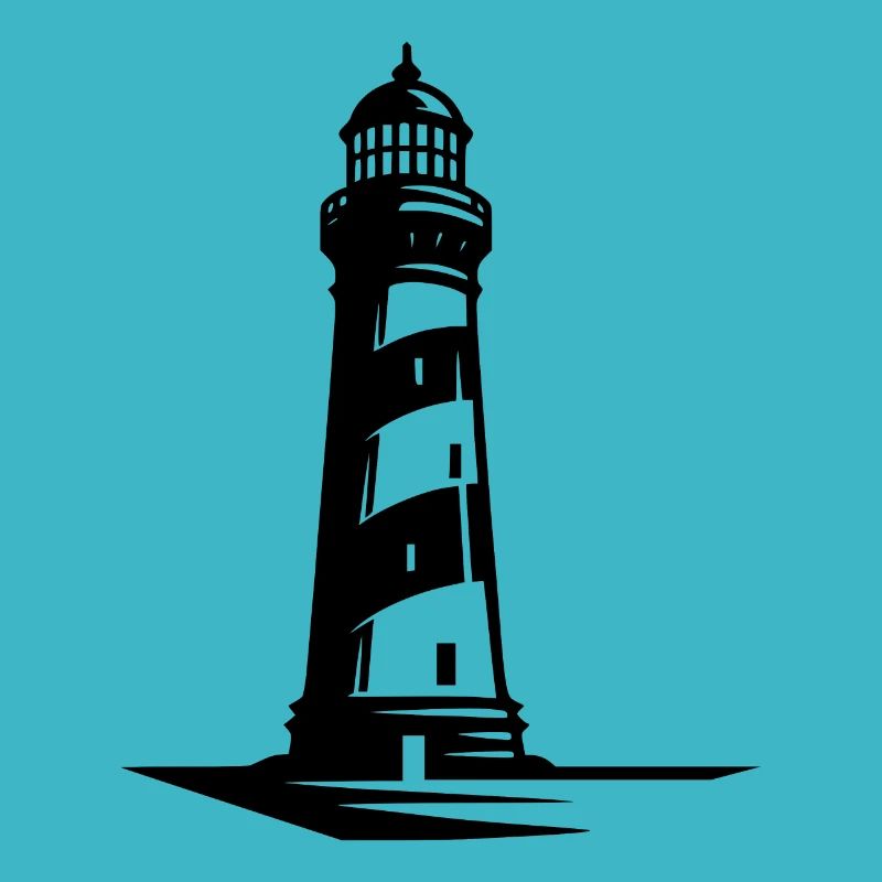 Striped lighthouse on the coast