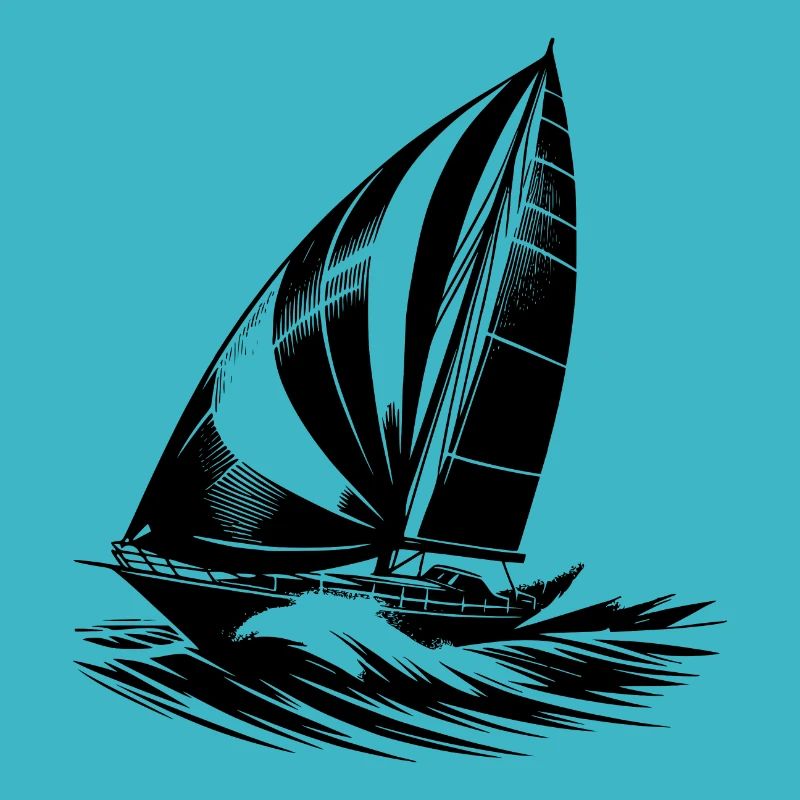Elegant sailboat ploughs through the wave