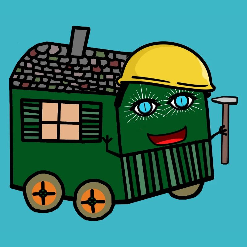 cheerful construction trailer construction site build hammer civil engineering
