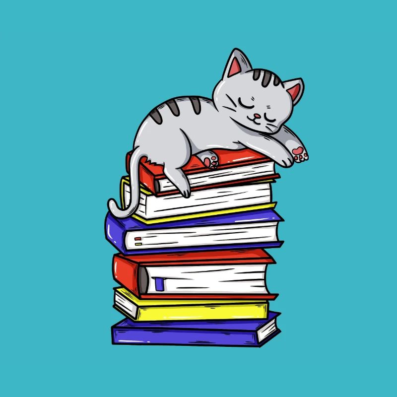 Cat kitten reading a book bookworm gift