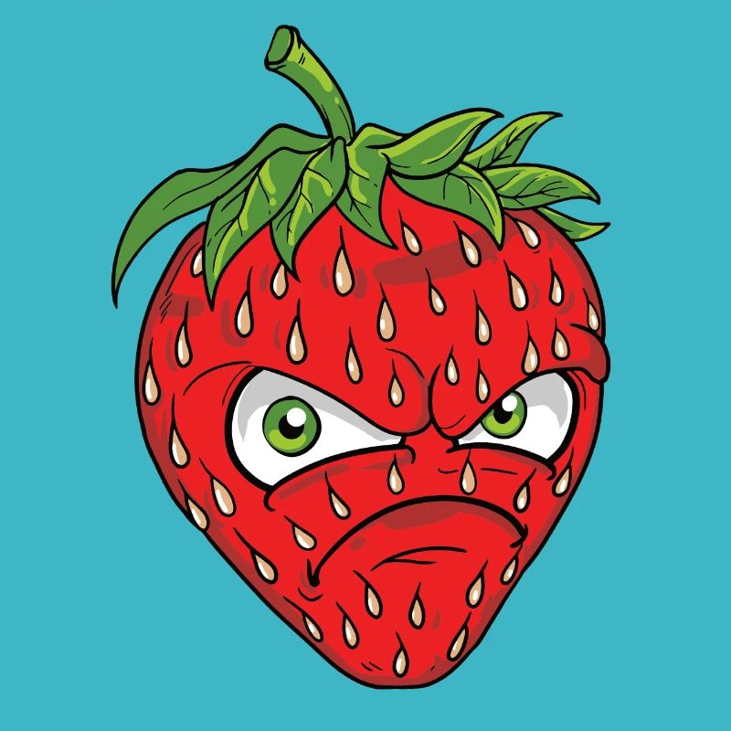 zornige grimmige Erdbeere Erdbeer Motiv Graphik