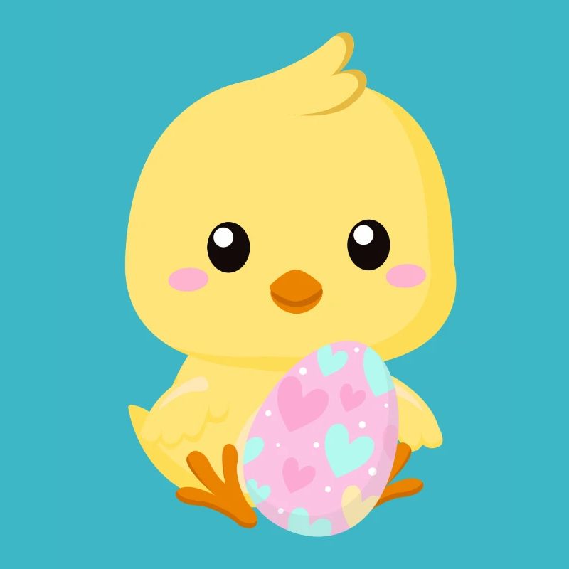 Cute little Easter chick with Easter egg
