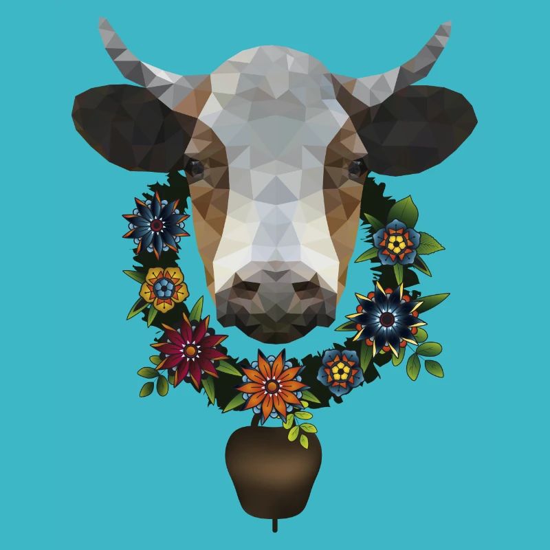 Kuh mit Blumenkranz