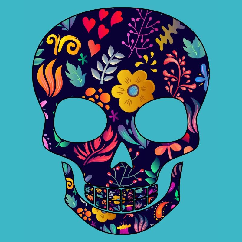 Skull tête de mort fleur fleur