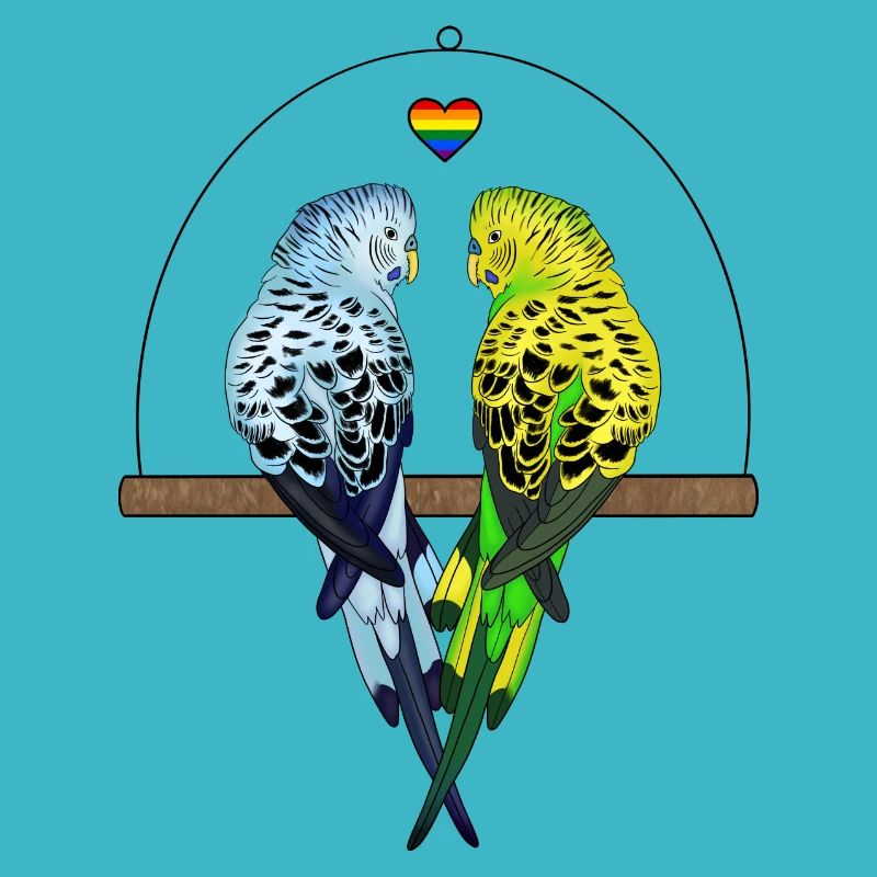 Pride Month | Budgie couple on swing