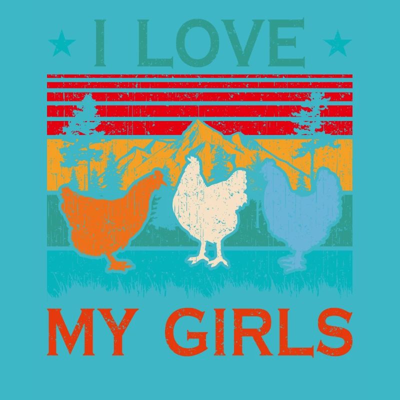 J’aime mes filles Retro Farmer Farm Chick Funny Chic