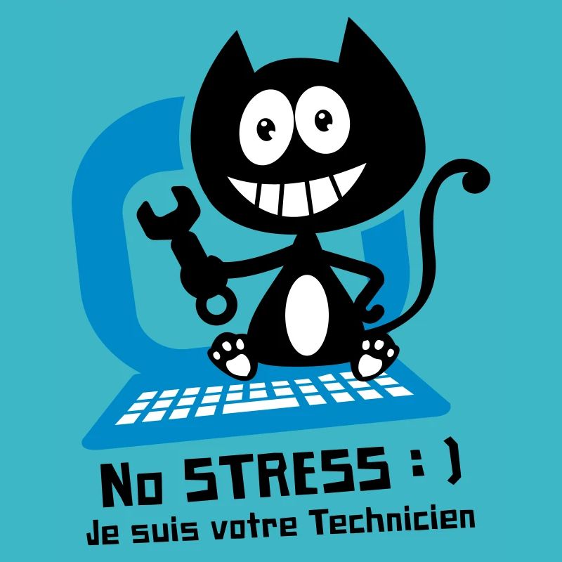 Chat technicien informatique, humour de chat !