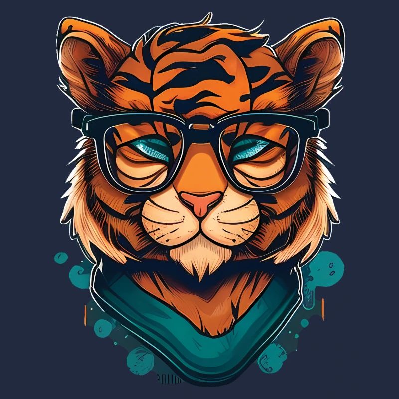 Tiger als Nerd mit Buch