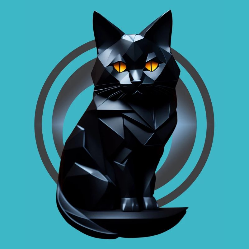 Chat noir de face origami