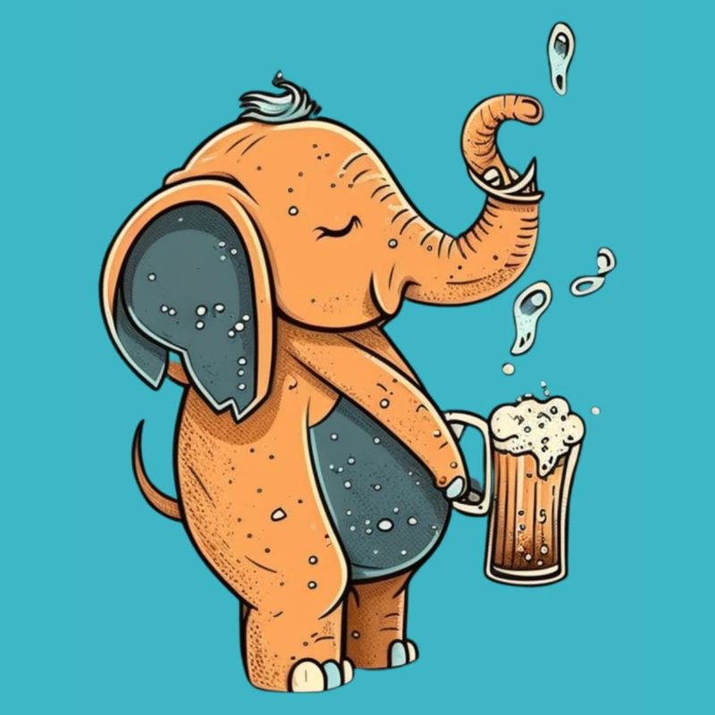Éléphant mignon et drôle avec de la bière