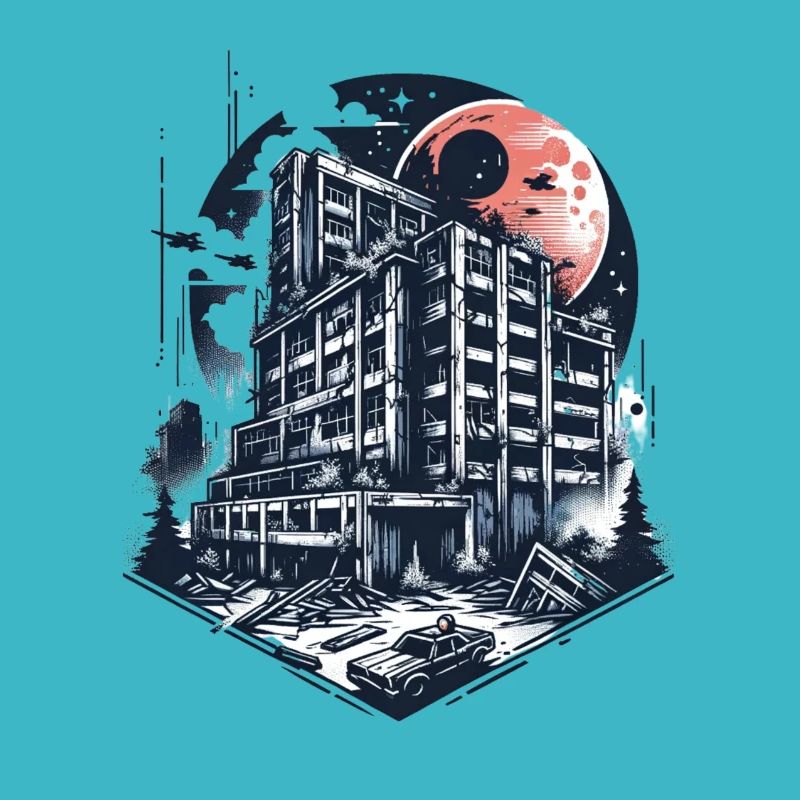 Urbex bâtiment abandonné dans un style vector