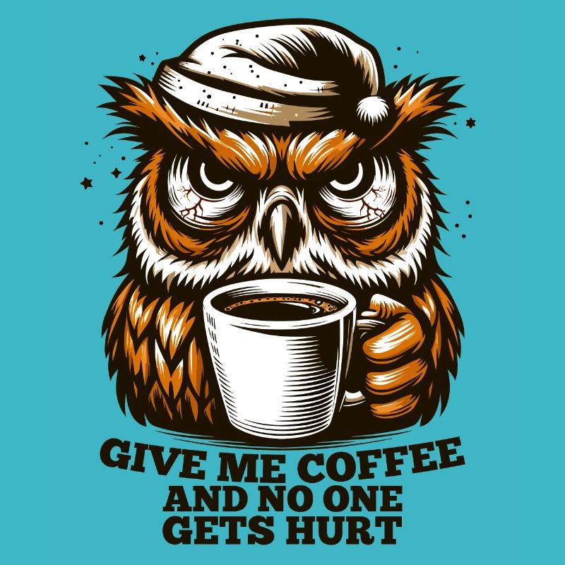 Eule Kaffee müde Geschenk