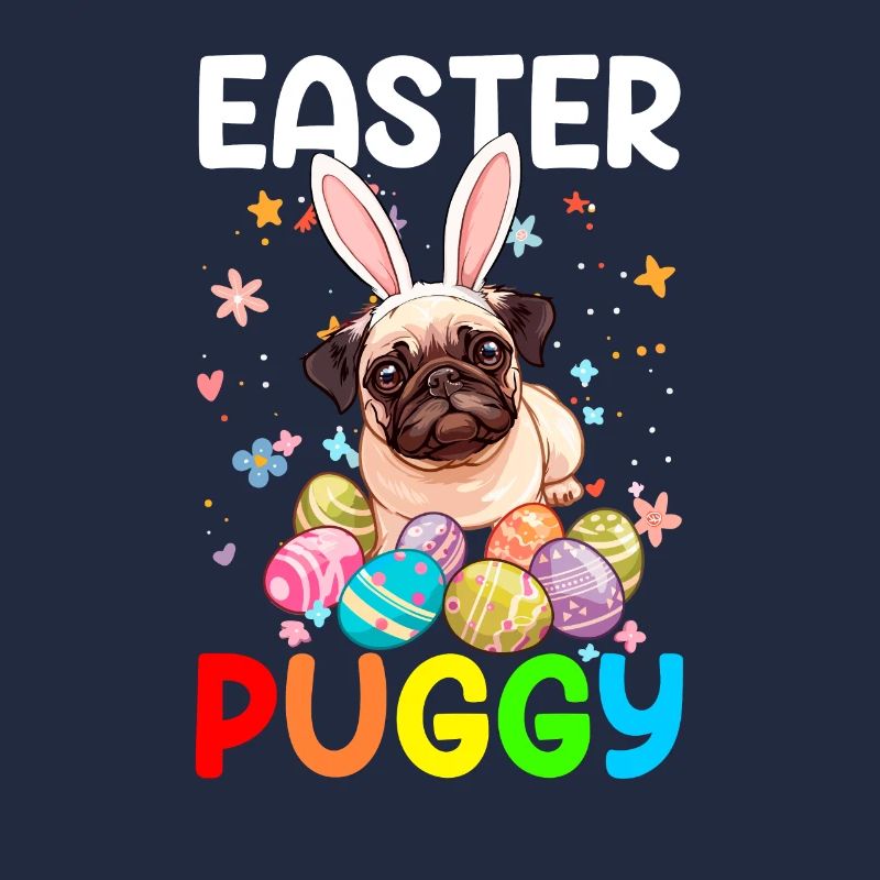 Pug easter eggs Hunting easter day