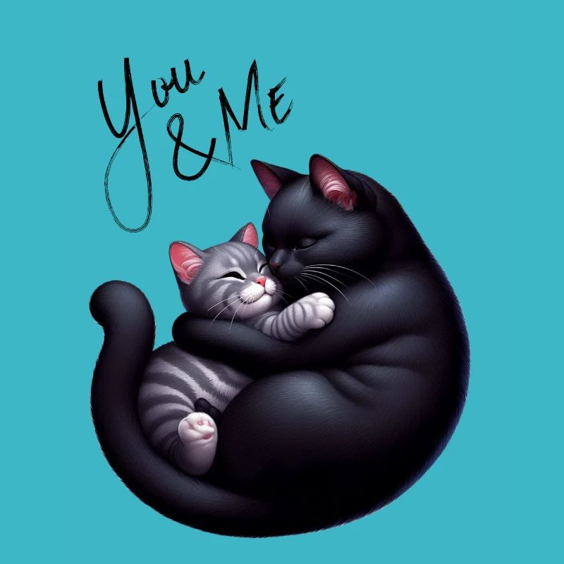 Du und ich schwarze und graue Katze graue Version