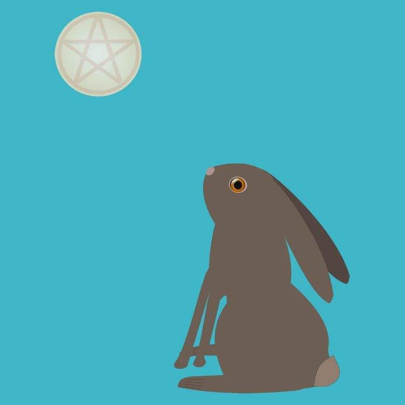 Magical Wiccan Hare and Pentacle Moon