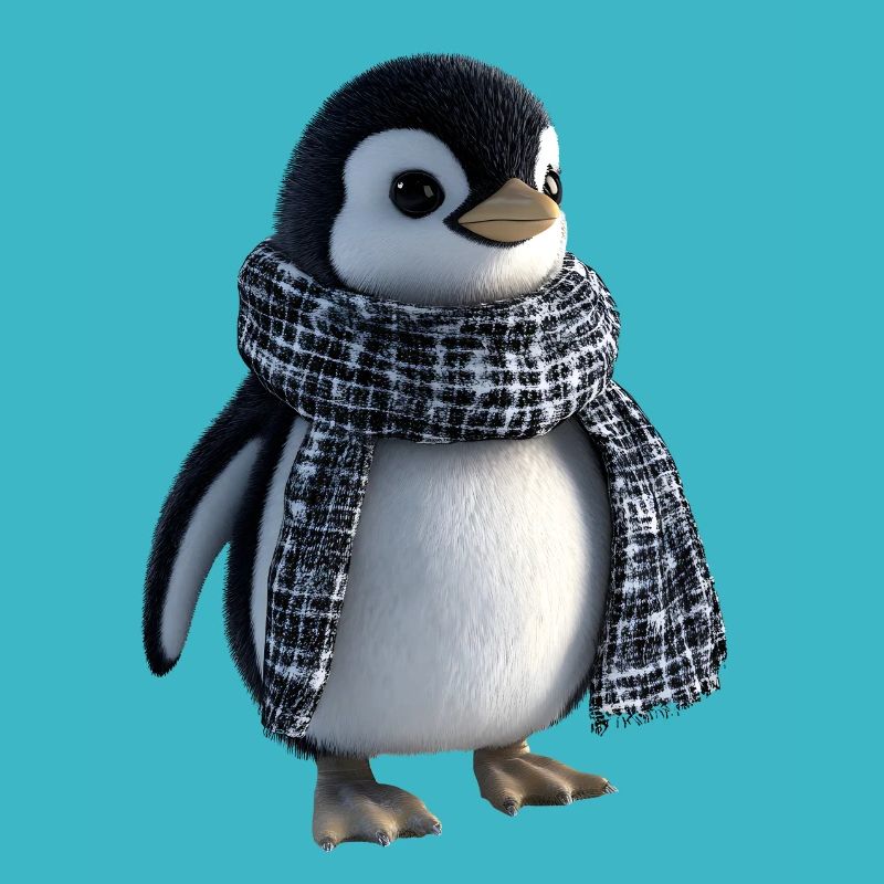 Pingouin drôle avec une écharpe